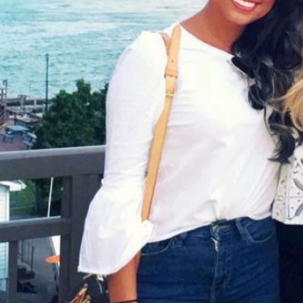 White XS Abercrombie & Fitch Top with Flared Sleeve
